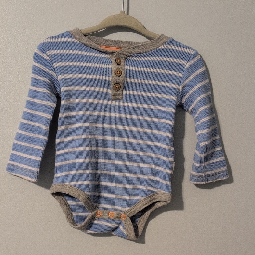 Burt's Bees Blue and White Striped Bodysuit